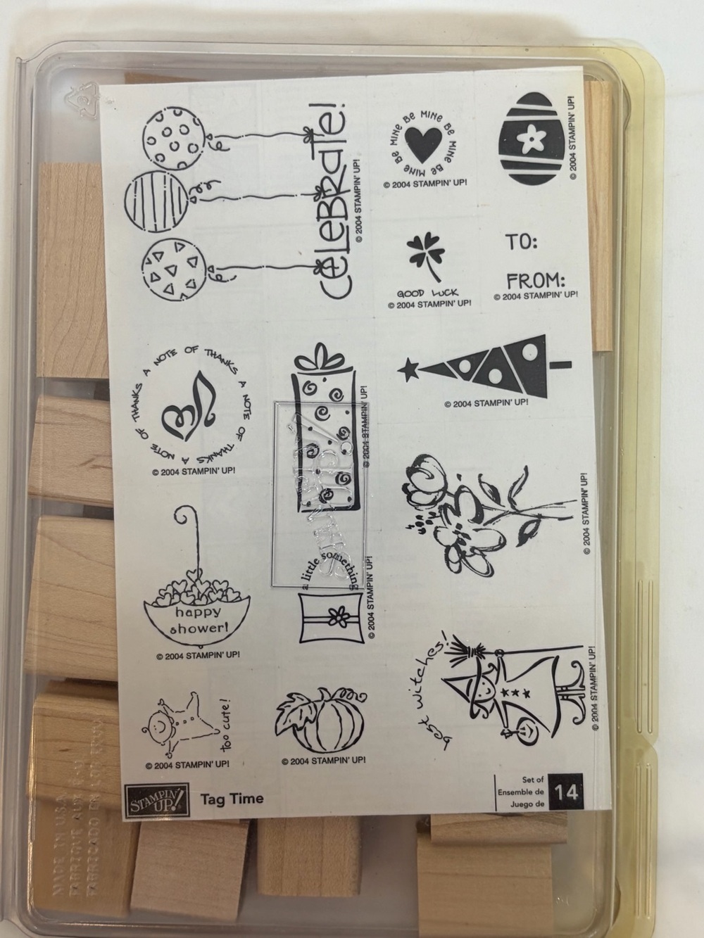 Stampin' Up! Tag Time Wood-Mounted Rubber Stamp Set - Unmounted and New